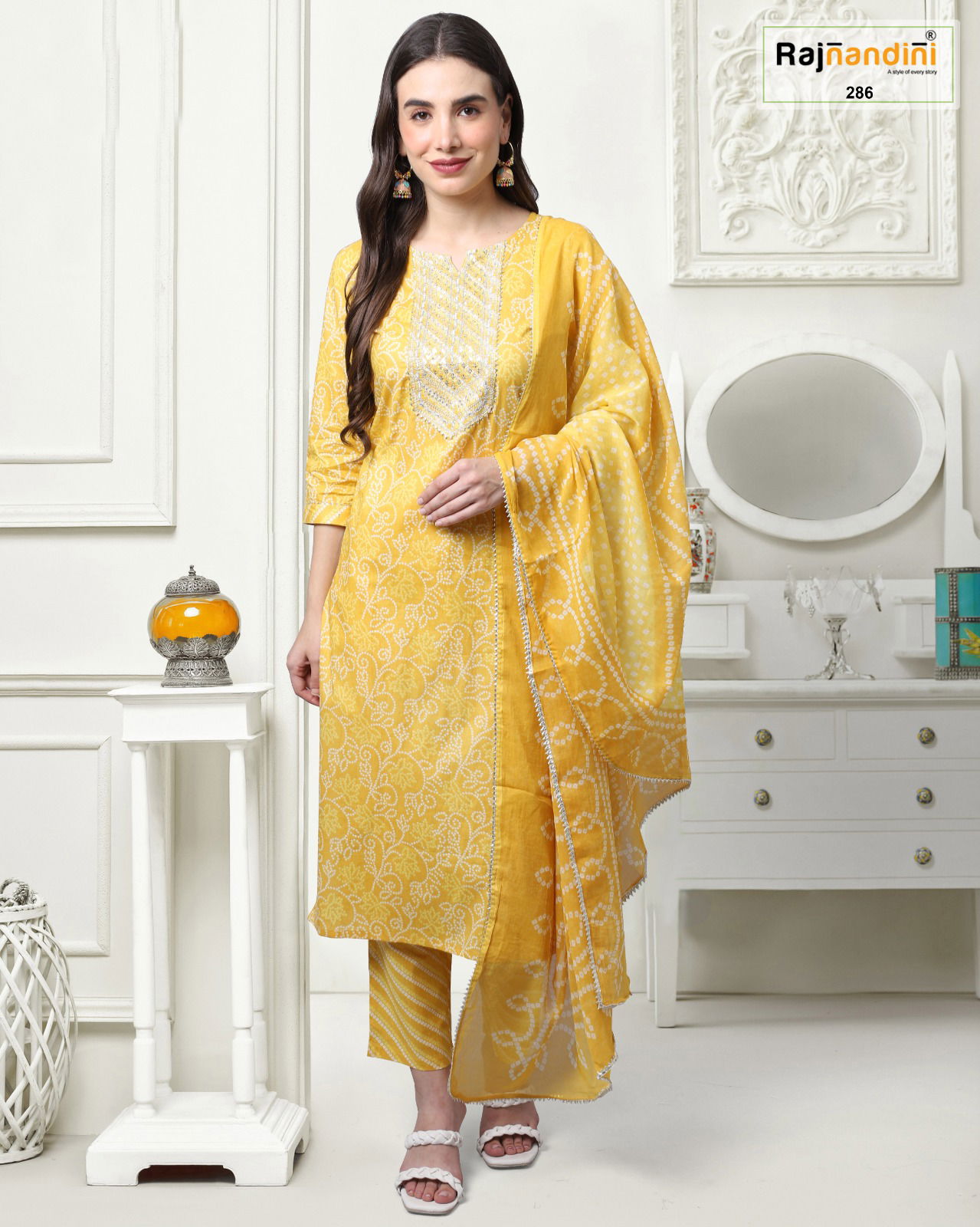 Simona By Rajnandini Cambric Cotton Kurti With Bottom Dupatta